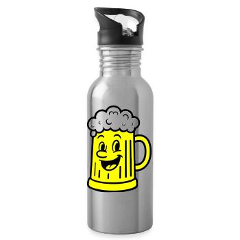 Bierkrug Comic Bier - Trinkflasche mit integriertem Trinkhalm - Lightsilver - Rechts
