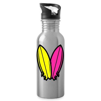 Surfbrett Symbol Surfen - Trinkflasche mit integriertem Trinkhalm - Lightsilver - Rechts