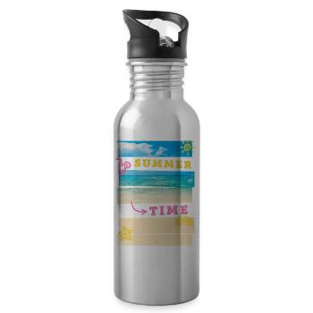 Été Plage Mer Palmiers Vacances Été - Gourde avec paille intégrée - argent clair - Droite