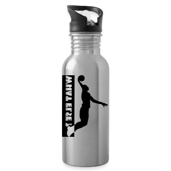 Basket-ball, Dunking, Handball, Fussball, Soccer - Gourde avec paille intégrée - argent clair - Droite