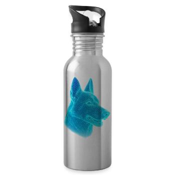 Néon Tête de Loup Net Art - Gourde avec paille intégrée - argent clair - Droite