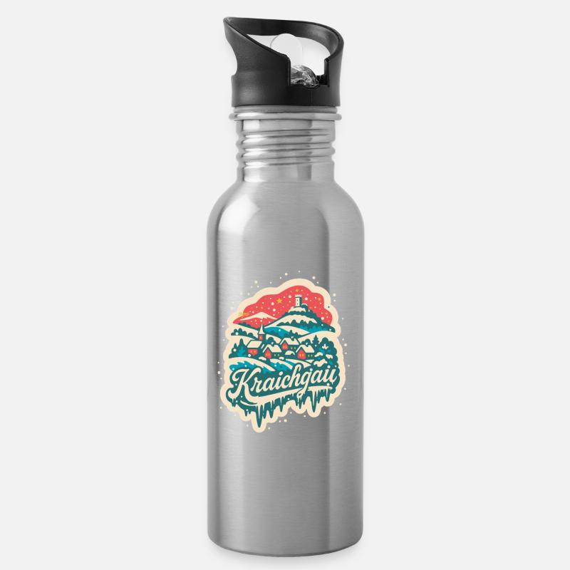 Kraichgau Baden Württemberg Winter - Trinkflasche mit integriertem Trinkhalm - Lightsilver