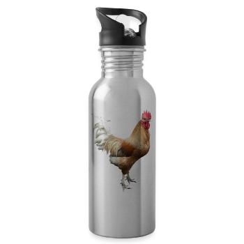 Rooster - Water bottle with straw - silver - Right