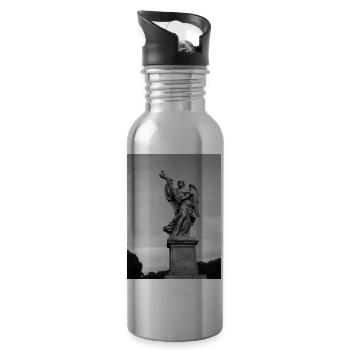 Engelstatue mit Kreuz in Grau - Trinkflasche mit integriertem Trinkhalm - Lightsilver - Rechts