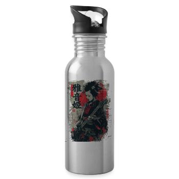 Yōka Gitarristin im Ukiyo-E Stil - Trinkflasche mit integriertem Trinkhalm - Lightsilver - Rechts