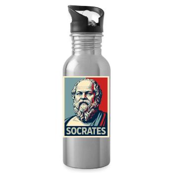 Socrates Pop Art Portrait - Water bottle with straw - silver - Right