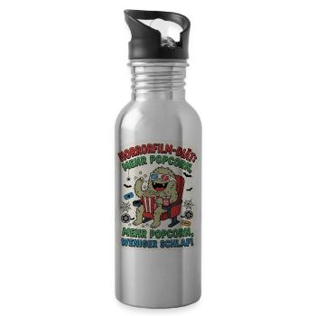 Horrorfilm Diät Popcorn Humor - Trinkflasche mit integriertem Trinkhalm - Lightsilver - Rechts