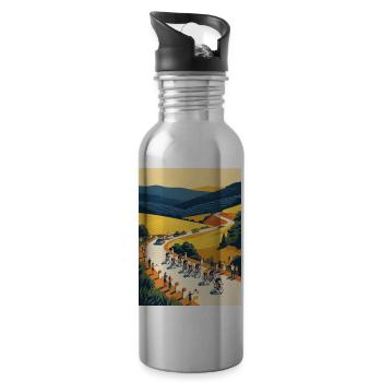 Étape d’or — Souvenir du cyclisme - Gourde avec paille intégrée - argent clair - Droite