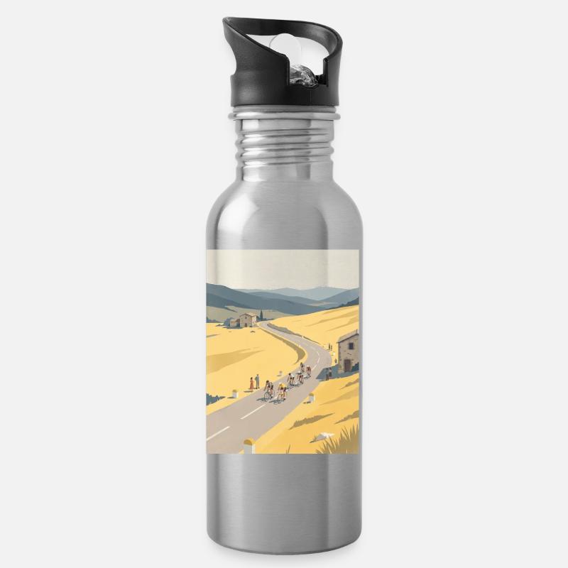 Évasion silencieuse — Souvenir du cyclisme - Gourde avec paille intégrée - argent clair