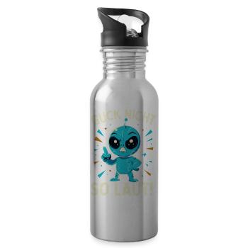 Alien Guck nicht so laut Spruch - Trinkflasche mit integriertem Trinkhalm - Lightsilver - Rechts