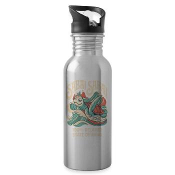 Schildkröte surft – entspannter Geist - Trinkflasche mit integriertem Trinkhalm - Lightsilver - Rechts
