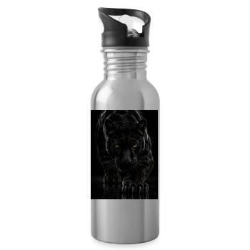 Panthère Noire des Ombres - Gourde avec paille intégrée - argent clair - Droite