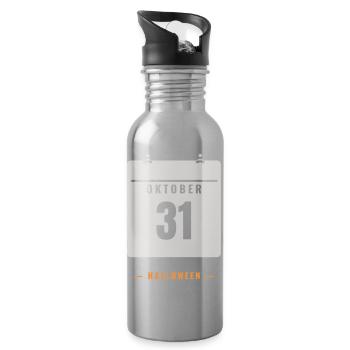 October 31 Calendar Halloween Date Spooky Horror - Water bottle with straw - silver - Right