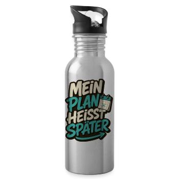 MEIN PLAN HEISST SPÄTER - Trinkflasche mit integriertem Trinkhalm - Lightsilver - Rechts