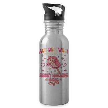 Hobby Horsing Girl Aus dem Weg Steckenpferd - Trinkflasche mit integriertem Trinkhalm - Lightsilver - Rechts