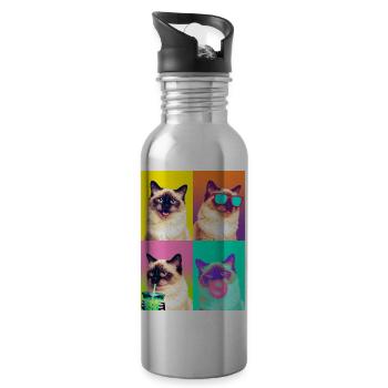 Cats Sacred Birman Cat - Water bottle with straw - silver - Right
