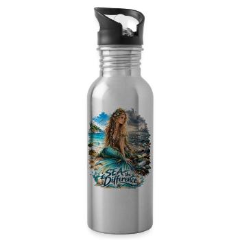 Meerjungfrau am Strand – Sea the Difference - Trinkflasche mit integriertem Trinkhalm - Lightsilver - Rechts