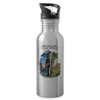 Zwei Seelen, eine Welt - Trinkflasche mit integriertem Trinkhalm - Lightsilver - Rechts