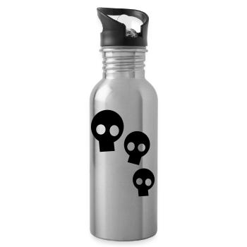 Three Skulls - Trinkflasche mit integriertem Trinkhalm - Lightsilver - Rechts