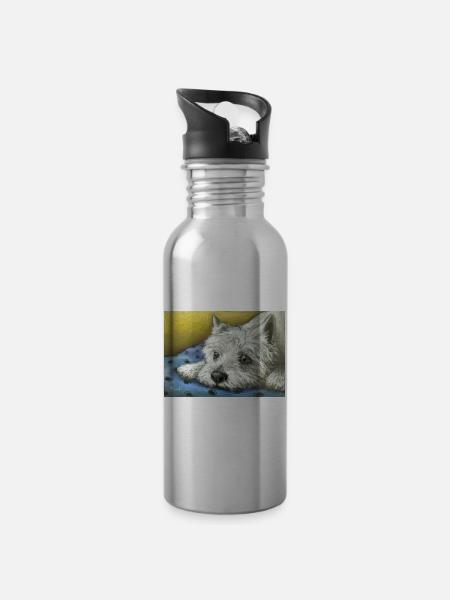 Westie - Water bottle with straw - silver