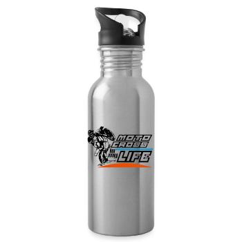 motocross is my life - Water bottle with straw - silver - Right