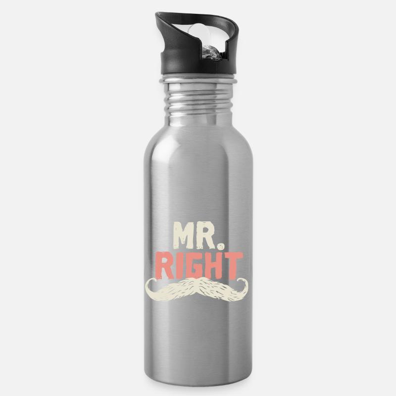 Mr. Right - Water bottle with straw - silver