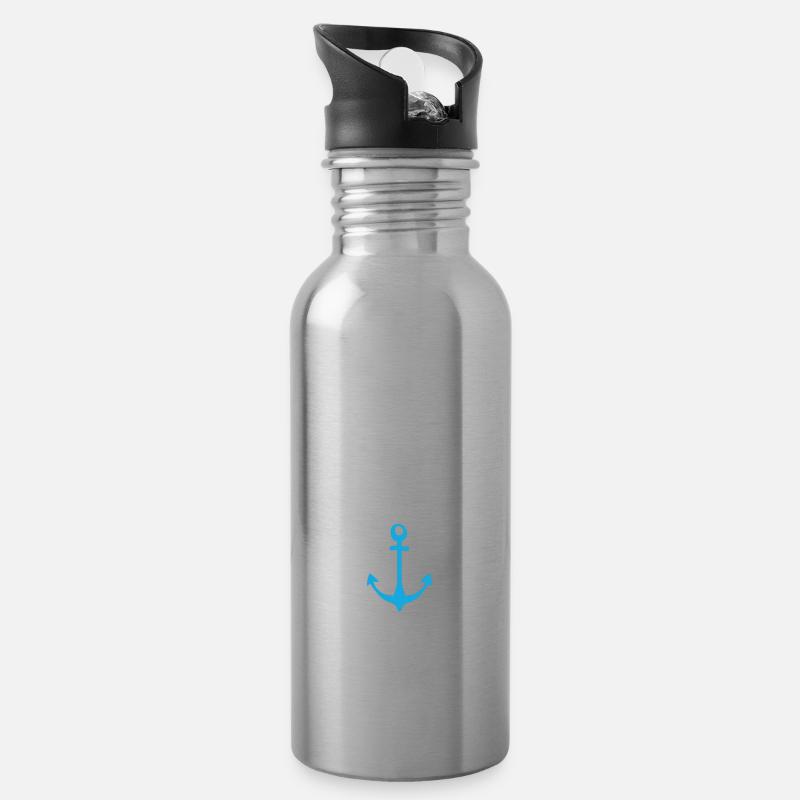 Hamburg, Anker, Hafen, Perle - Trinkflasche mit integriertem Trinkhalm - Lightsilver
