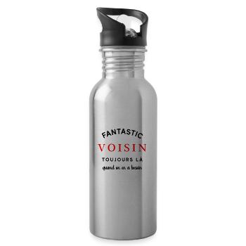 Fantastic Voisin cadeau humour anniversaire slogan - Gourde avec paille intégrée - argent clair - Droite