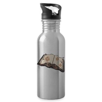Open an old book, read - Water bottle with straw - silver - Right