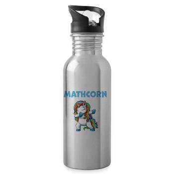 Mathe Genie Mädchen Lehrer Einhorn - Trinkflasche mit integriertem Trinkhalm - Lightsilver - Rechts