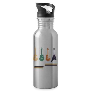 Gitarre Musik Gitarrist Papa Guitar Opa - Trinkflasche mit integriertem Trinkhalm - Lightsilver - Rechts