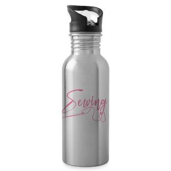 Sewing Sewing Sewing Seamstress Tailors Seamstress - Water bottle with straw - silver - Right