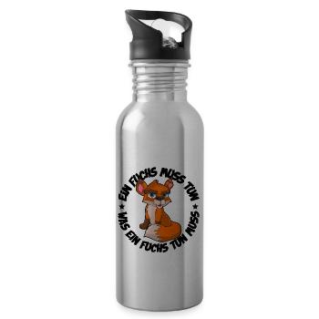 Ein Fuchs muss tun was ein Fuchs tun muss - Trinkflasche mit integriertem Trinkhalm - Lightsilver - Rechts