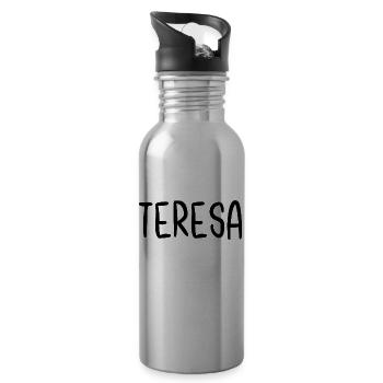 Teresa Custom Name Schriftart Text Geburtstag - Trinkflasche mit integriertem Trinkhalm - Lightsilver - Rechts