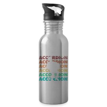 Accordion Accordionist Accordion Player Silhouette - Water bottle with straw - silver - Right