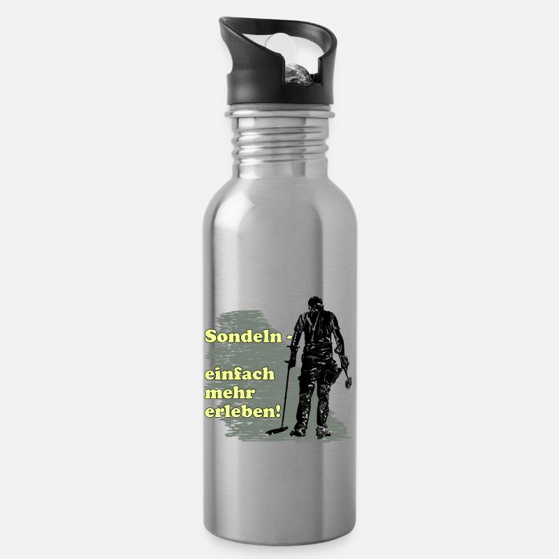 Schatzsuchen mit dem Detektor - Trinkflasche mit integriertem Trinkhalm - Lightsilver