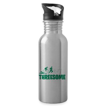 Triathlon Motiv für Triathleten - Trinkflasche mit integriertem Trinkhalm - Lightsilver - Rechts
