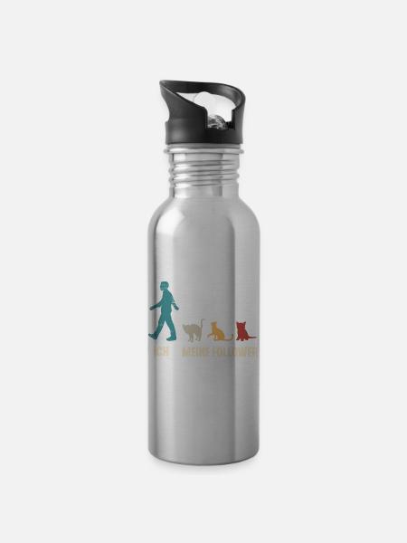 Katzen Katze Ich Und Meine Follower - Trinkflasche mit integriertem Trinkhalm - Lightsilver