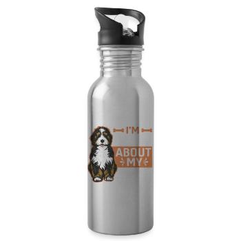 I Am Mutts About Dog Australian Shepherd - Water bottle with straw - silver - Right