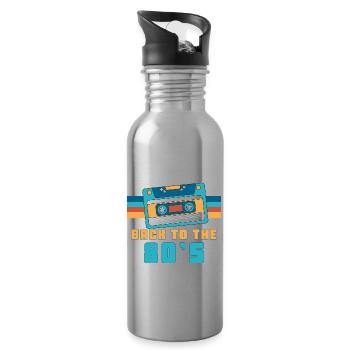 Cassette Back To 80's Gift 80s Party - Water bottle with straw - silver - Right