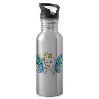 Zahnfee Karneval Kostüm Mädchen Fasching Zahn Fee - Trinkflasche mit integriertem Trinkhalm - Lightsilver - Rechts
