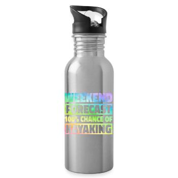 Weekend Foreacst 100% Chance Of Kayaking Rower Row - Trinkflasche mit integriertem Trinkhalm - Lightsilver - Rechts