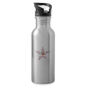 Silver star of Aleti and emblematic phrases - Water bottle with straw - silver - Right
