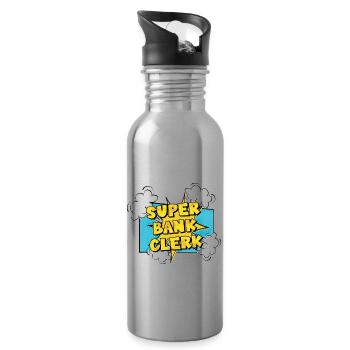 Retro Graphic Bank Clerk Bookkeeper Bank Employee - Trinkflasche mit integriertem Trinkhalm - Lightsilver - Rechts