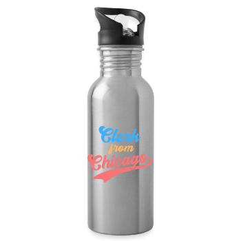 Retro Graphic Bank Clerk Bookkeeper Bank Employee - Trinkflasche mit integriertem Trinkhalm - Lightsilver - Rechts
