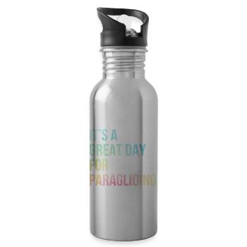 It's A Great Day For Paragliding Paraglider Parach - Trinkflasche mit integriertem Trinkhalm - Lightsilver - Rechts