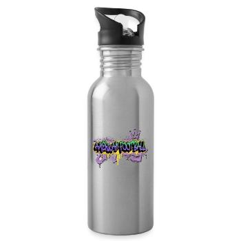 Football américain Graffiti Spray Pulvérisateur Sports - Gourde avec paille intégrée - argent clair - Droite