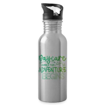 Daycare Where The Adventure Begins Babysit Teacher - Trinkflasche mit integriertem Trinkhalm - Lightsilver - Rechts