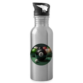 Billard ist ein spannendes Präzisionsspiel - Trinkflasche mit integriertem Trinkhalm - Lightsilver - Rechts