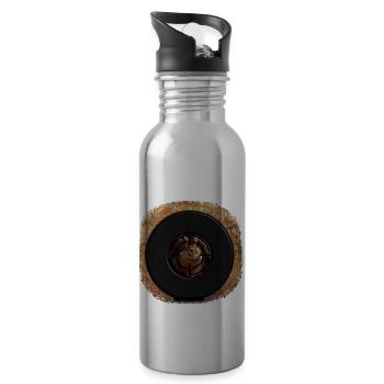 Hare in a hunter's scope - Water bottle with straw - silver - Right
